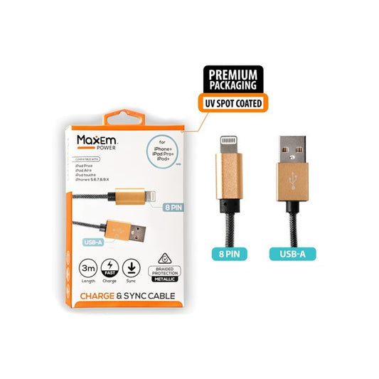 USB iphone Cable Braided 3m - $3.99 EA / CTN QTY: 6