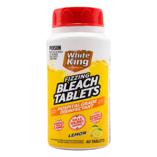 White King Fizzing Bleach Tablets Lemon 40PK - $4.49 EA / CTN QTY: 6