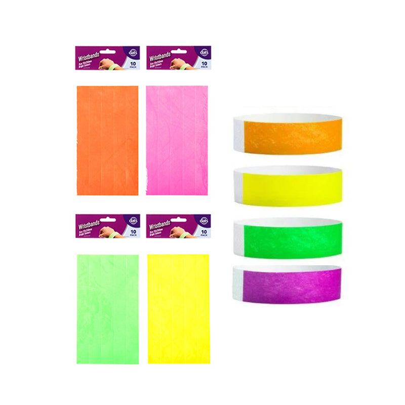 Wristband 25mm x 250mm 10PK ASSTD COLS - $1.30 EA / CTN QTY: 12