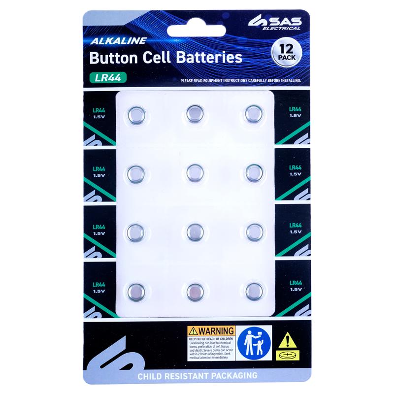 Button Cell Battery Alkaline LR44/AG13 12PK - $1.20 EA / CTN QTY: 12
