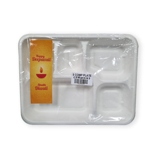 Happy Diwali 5 Compartment Plate (25PCS) - $5.49 EA / CTN QTY: 20