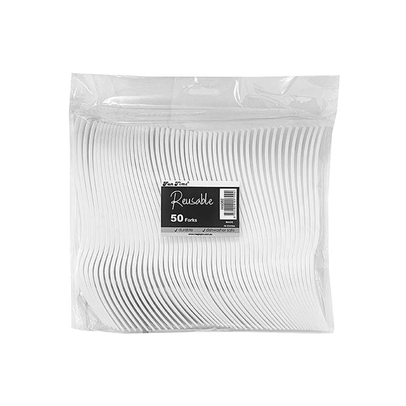 REUSABLE WHITE FORKS (50PK) - $2.99 CTN 20