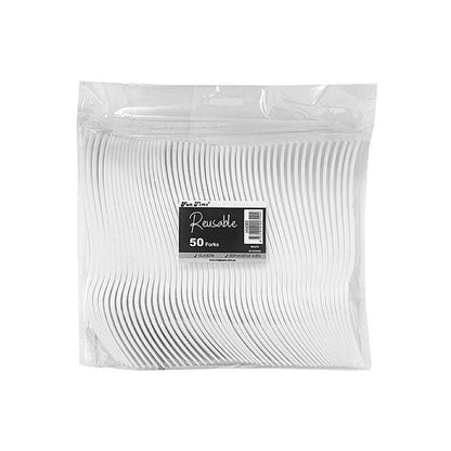 REUSABLE WHITE FORKS (50PK) - $2.99 CTN 20