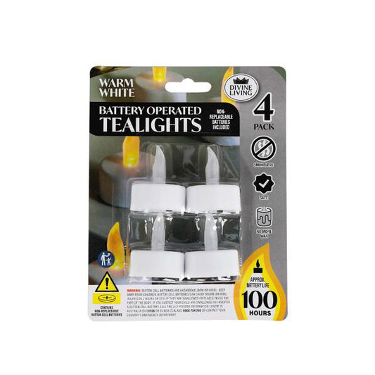Tea lights LED White 4pk - $1.50 EA / CTN QTY: 48 - Best seller