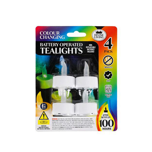 Tea lights LED Colour 4pk - $1.50 EA / CTN QTY: 48 - Best Seller