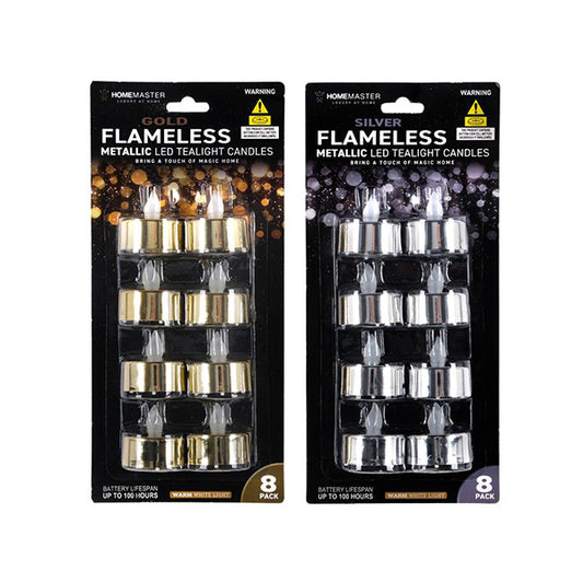 Candles LED Tealight Metallic 8PK - $3.99 EA / CTN QTY: 24